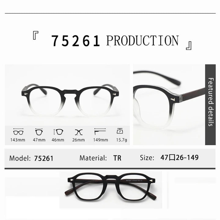 Kocolior Unisex Full Rim Square Tr 90 Alloy Photochromic Reading Glasses 75261