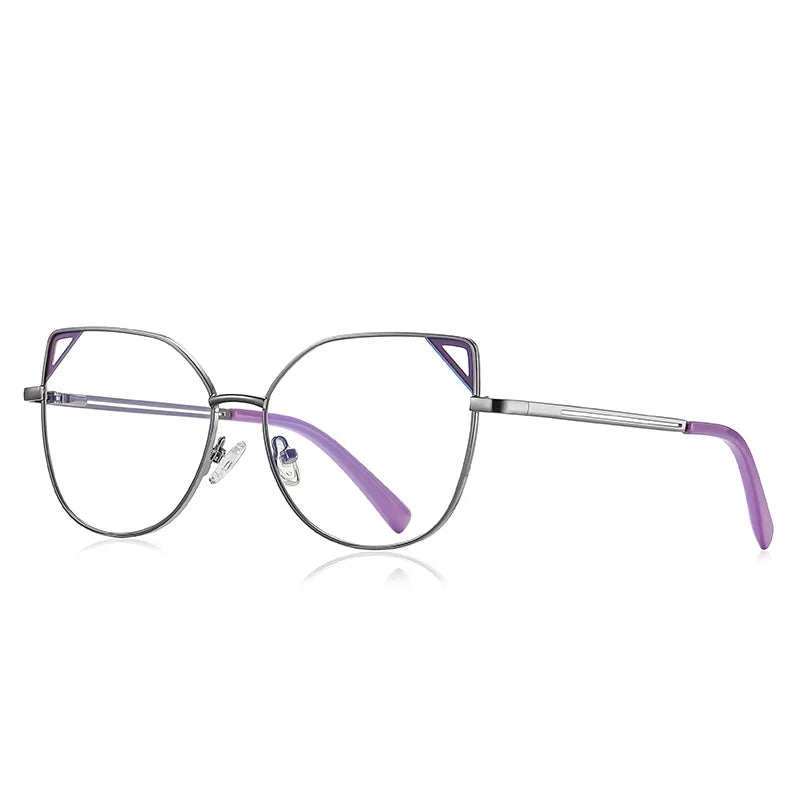 Laoyehui Women's Full Rim Round Cat Eye Alloy Reading Glasses L3044 Reading Glasses Laoyehui C2 0 