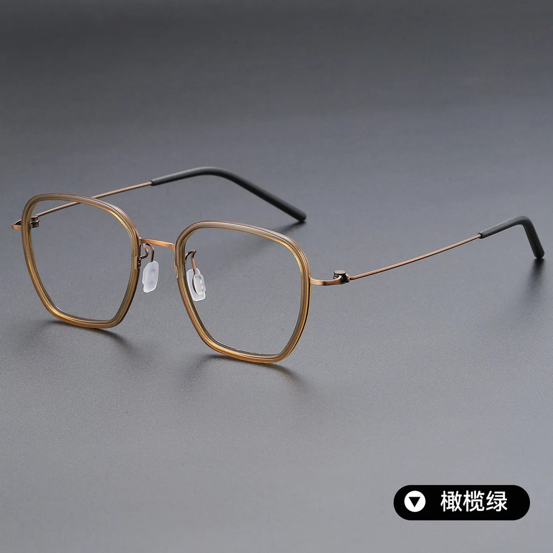 Bclear Unisex Full Rim Polygon Oval Acetate Titanium Eyeglasses 639852