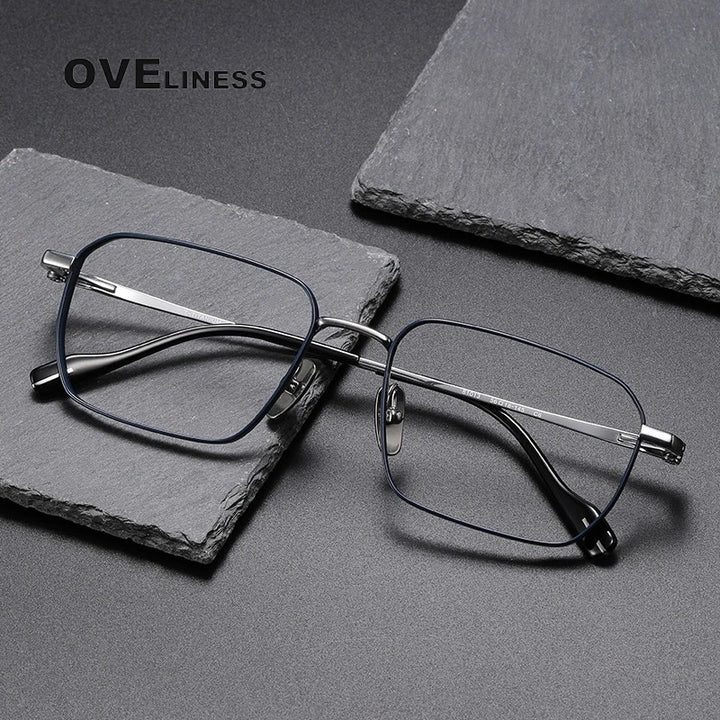 Oveliness Unisex Full Rim Polygon Square Titanium Eyeglasses  81013 Full Rim Oveliness   