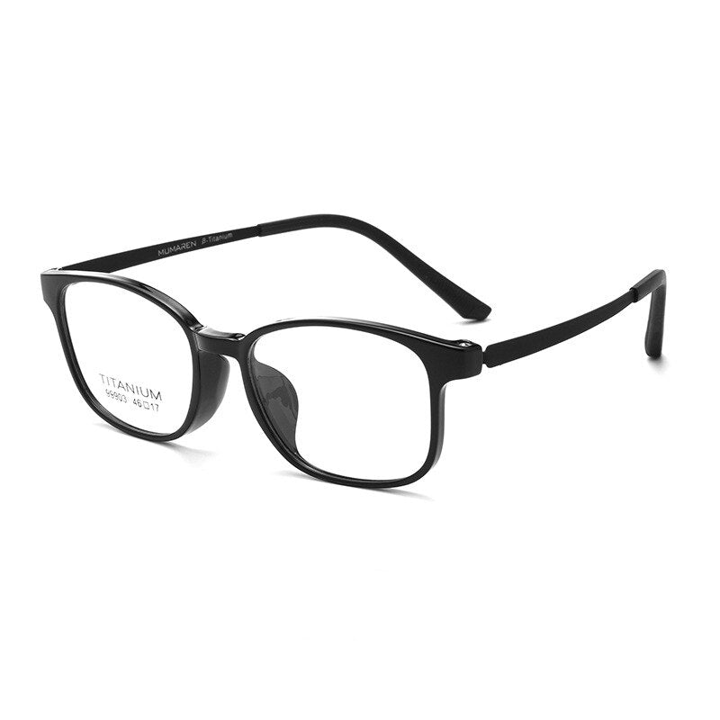 Yimaruili Unisex Youth Full Rim Square Tr 90 Titanium Eyeglasses 99903t Full Rim Yimaruili Eyeglasses Black  