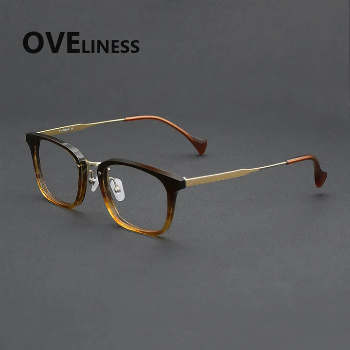 Oveliness Unisex Full Rim Big Square Acetate Titanium Eyeglasses 926016