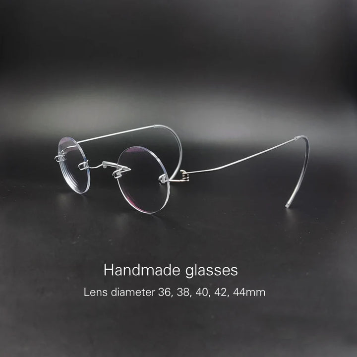 Yujo Unisex Rimless Round Screwless Stainless Steel Eyeglasses 3642 Rimless Yujo