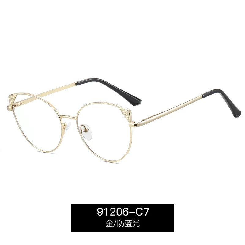 Reven Jate Women's Full Rim Small Oval Cat Eye Alloy Eyeglasses 391206