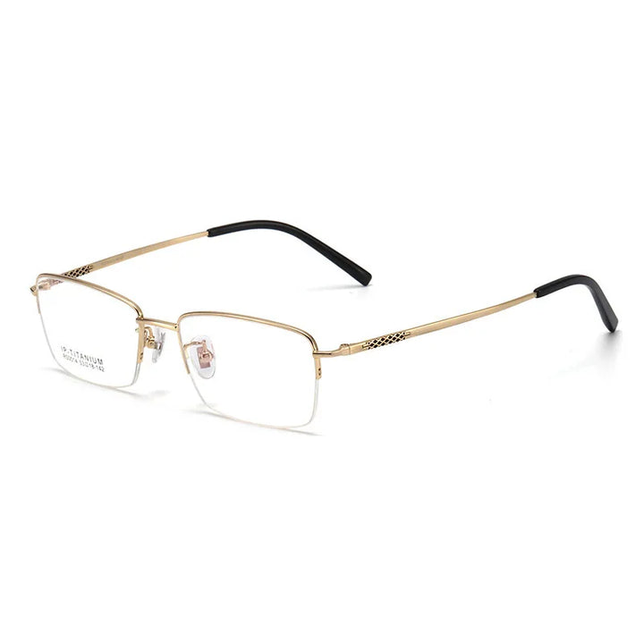 Brightzone Unisex Semi Rim Oval Square Titanium Eyeglasses 81200 Semi Rim Brightzone Gold