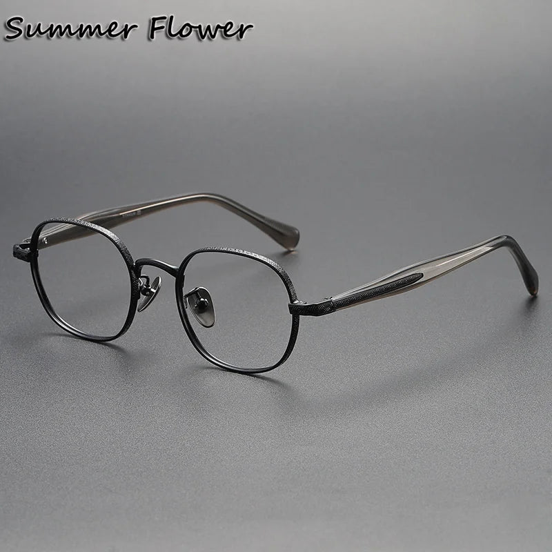 Summer Flower Women's Full Rim Square Oval Titanium Eyeglasses 641465