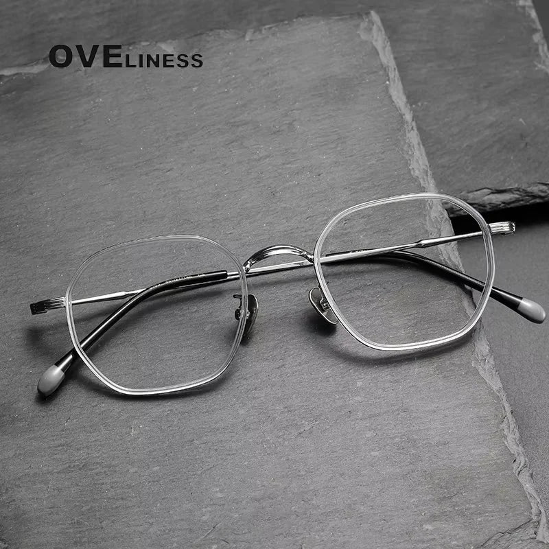 Oveliness Unisex Full Rim Square Oval Titanium Acetate Eyeglasses 8503 Full Rim Oveliness   