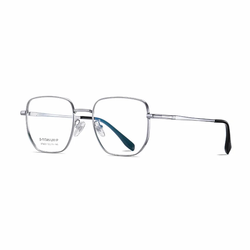 Ralferty Women's Full Rim Square Titanium Alloy Eyeglasses R6221 Full Rim Ralferty C5Silver CHINA 