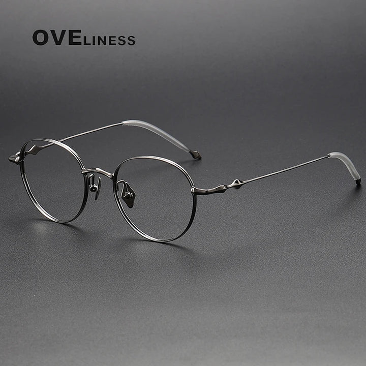 Oveliness Unisex Full Rim Round Titanium Eyeglasses 4519 Full Rim Oveliness gun  
