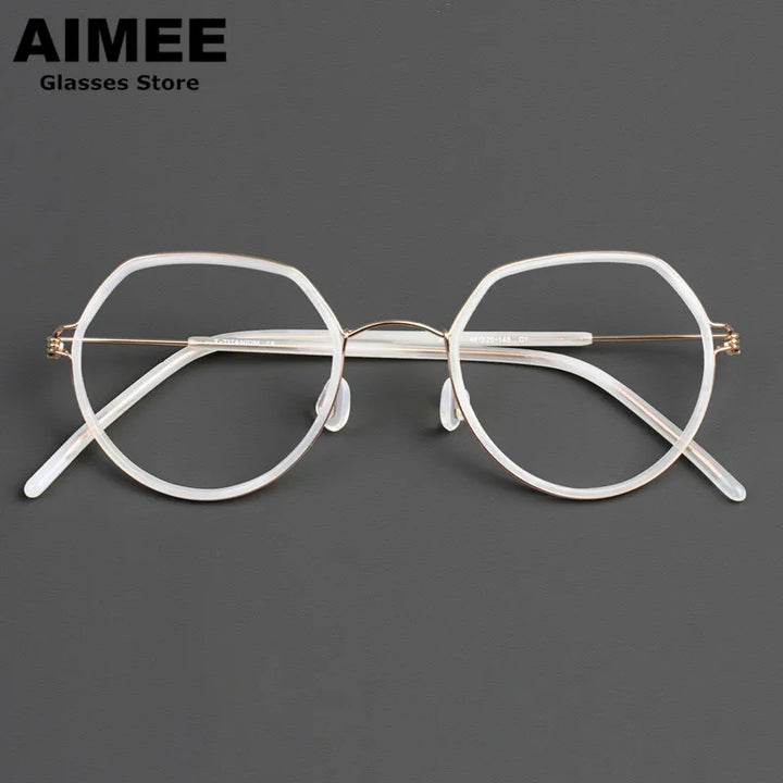 Aimee Full Rim Flat Top Oval Titanium Acetate Eyeglasses 422048