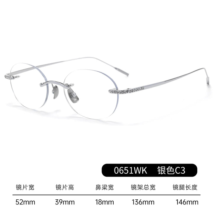 Bclear Women Rimless Oval Titanium Eyeglasses BSF-0651WK