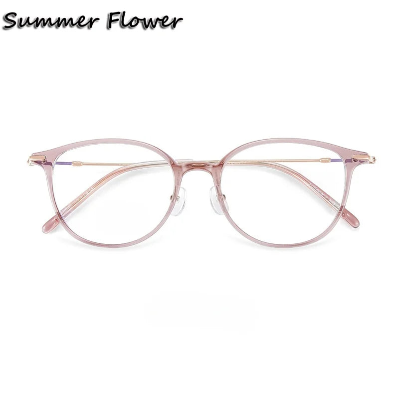 Summer Flower Unisex Full Rim Square Tr 90 Titanium Eyeglasses 618262