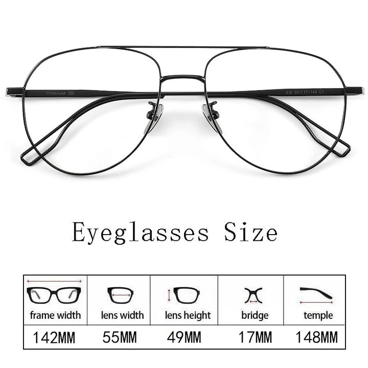 Hdcrafter Unisex Full Rim Oval Double Bridge Titanium Eyeglasses 959016