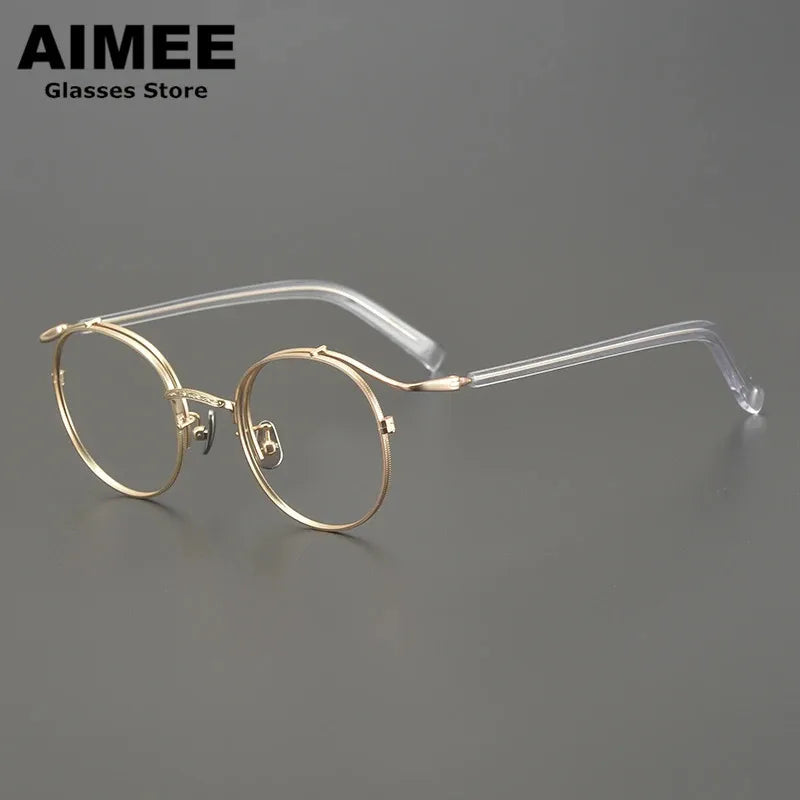 Aimee Unisex Full Rim Round Titanium Eyeglasses 14044 Full Rim Aimee   