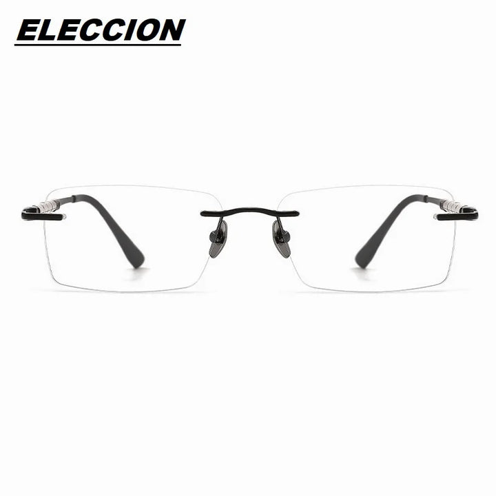 Eleccion Unisex Rimless Square Titanium Eyeglasses 7903