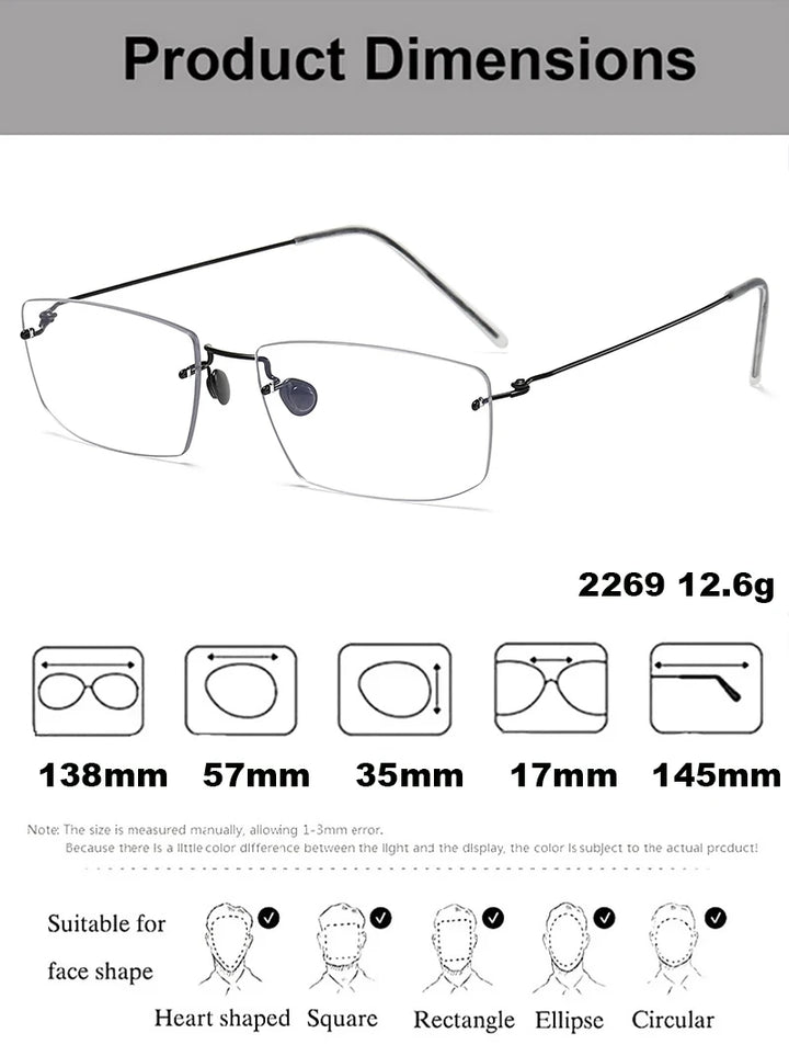 Bobbie Women's Rimless Rectangle Titanium Eyeglasses 692269