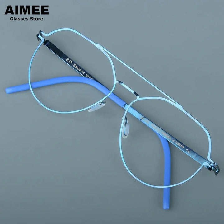 Aimee Unisex Full Rim Oval Double Bridge Steel Eyeglasses 14647 Full Rim Aimee Blue  