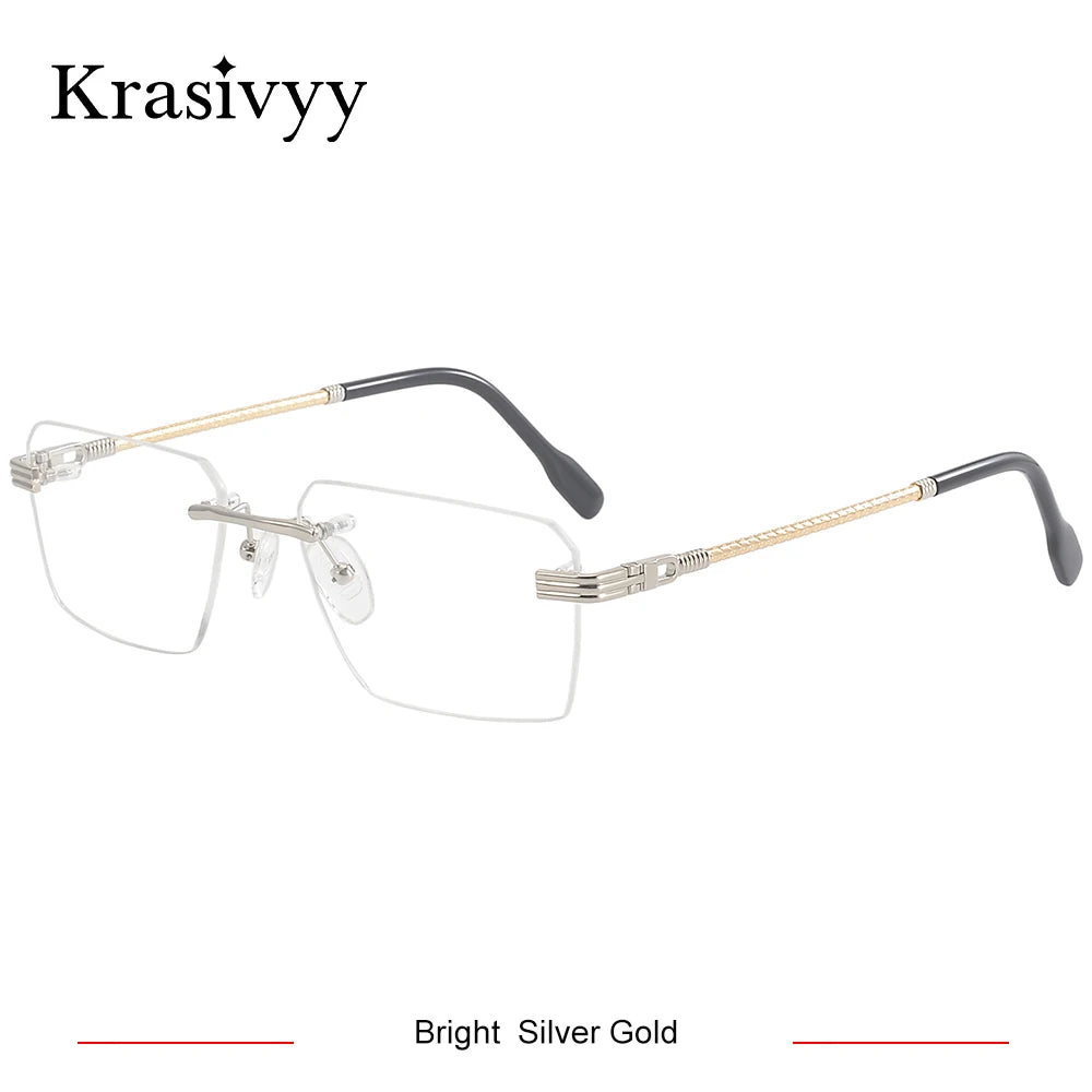 Krasivyy Unisex Rimless Flat Top Polygon Titanium Eyeglasses 650032
