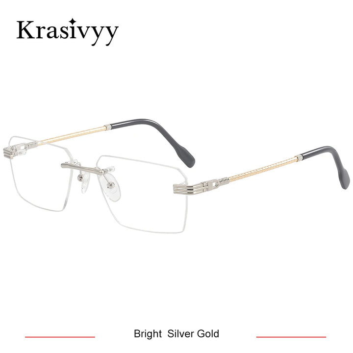 Krasivyy Unisex Rimless Flat Top Polygon Titanium Eyeglasses 650032