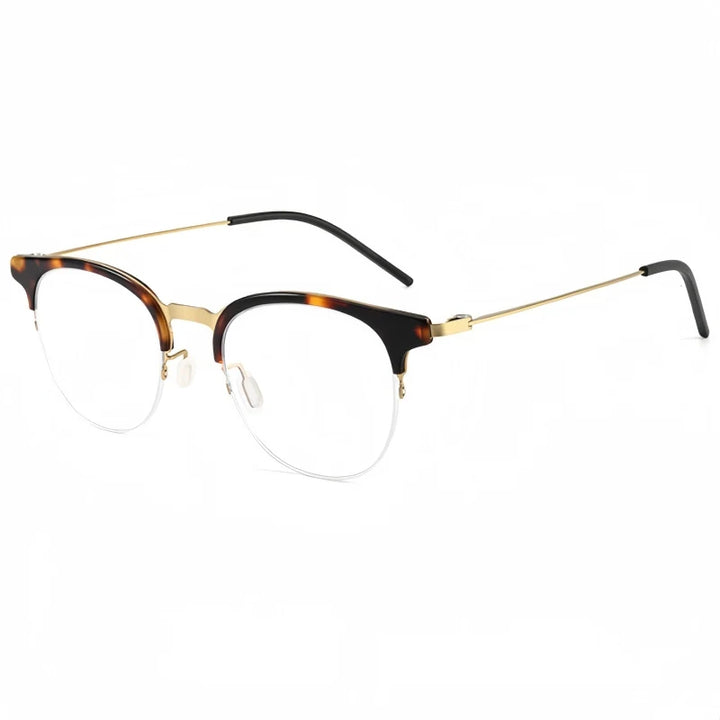 Yimaruili Unisex Semi Rim Round Pure Titanium Eyeglasses 23880Y — view 4 | Yimaruili at FuzWeb