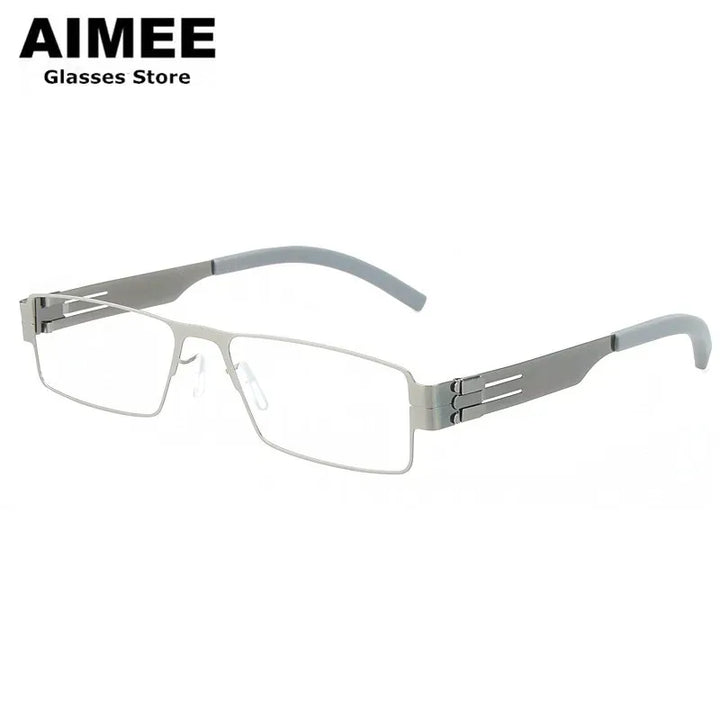 Aimee Unisex Full Rim Square Screwless Steel Eyeglasses 1132 Full Rim Aimee   