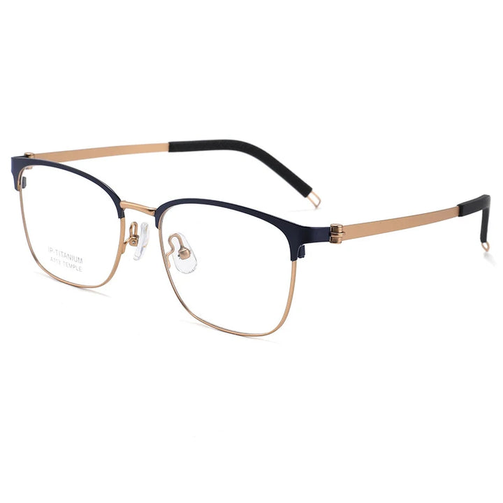 Bclear Unisex Full Rim Square Titanium Eyeglasses A113 Full Rim Bclear Blue Gold  