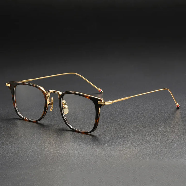 Black Mask Unisex Full Rim Square Alloy Acetate Eyeglasses 905 Full Rim Black Mask Dark Tortoise  