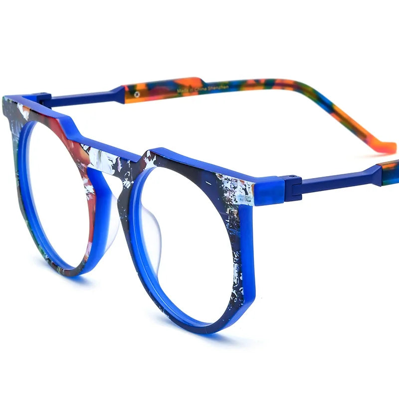 Nobler Unisex Full Rim Flat Top Round Titanium Eyeglasses 19399