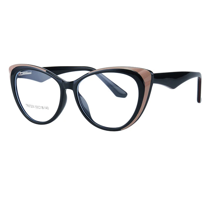 KatKani Unisex Full Rim Cat Eye Tr 90 Eyeglasses 87234 Full Rim KatKani Eyeglasses Black  