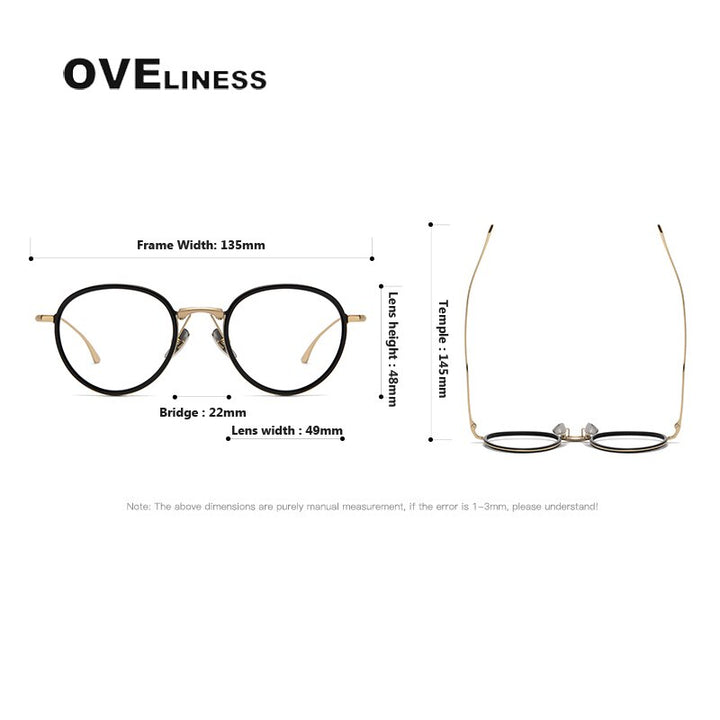 Oveliness Unisex Full Rim Round Acetate Titanium Eyeglasses 482249 Full Rim Oveliness   