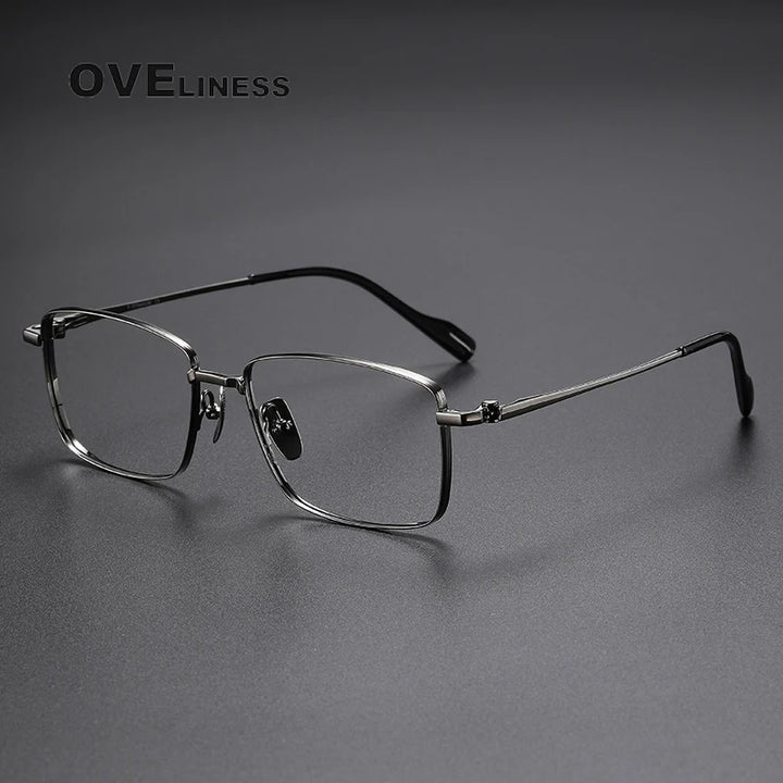 Oveliness Unisex Full Rim Rectangle Titanium Eyeglasses 81014 Full Rim Oveliness gun  