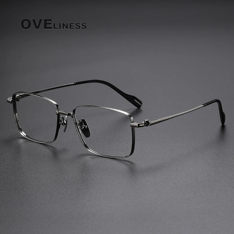 Oveliness Men's Full Rim Square Polygon Titanium Eyeglasses 81014