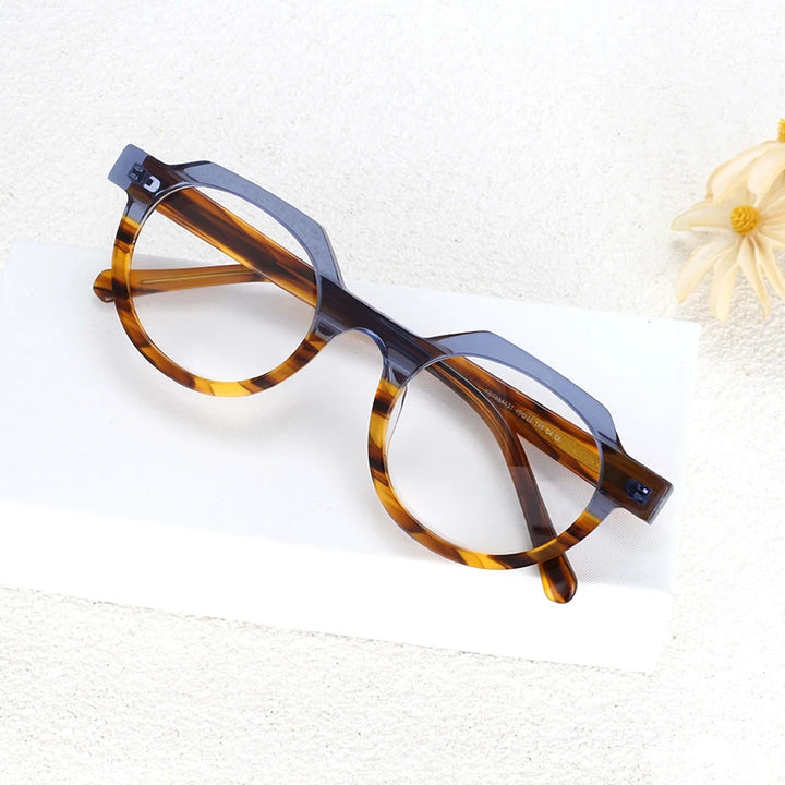 CCspace Women's Full Rim Flat Top Oval Acetate Reading Glasses 54139
