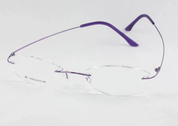 Brightzone Women's Rimless Square Screwless Titanium Eyeglasses 71213 Rimless Brightzone purple