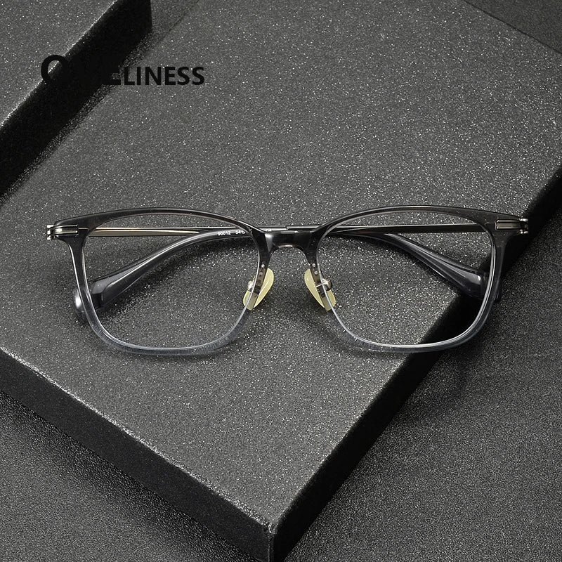 Oveliness Unisex Full Rim Square Titanium Acetate Eyeglasses 390012