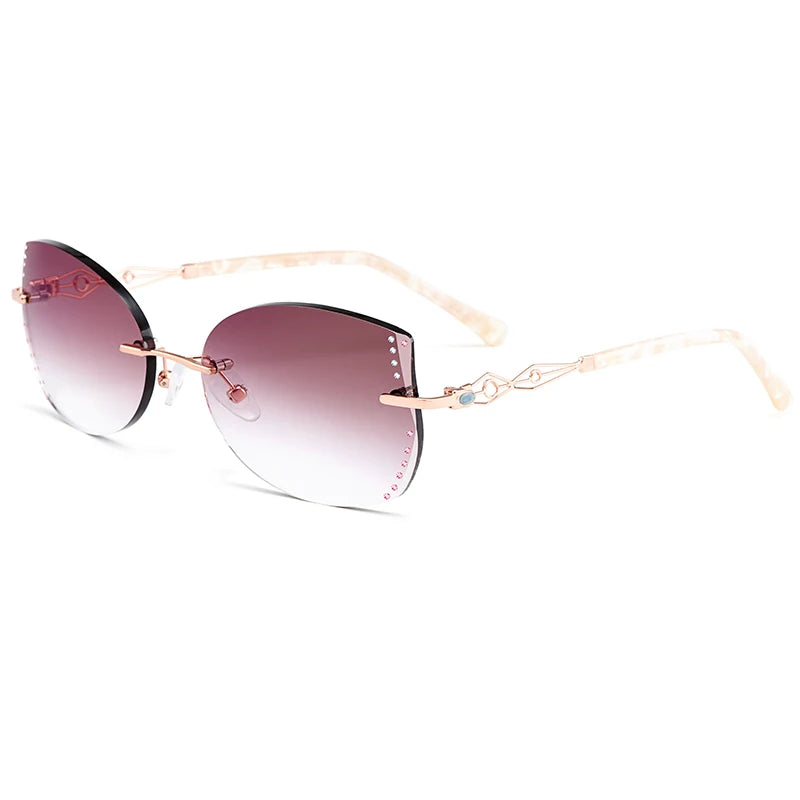 Chashma Women's Rimless Cat Eye Diamond Cut Titanium Eyeglasses 58073