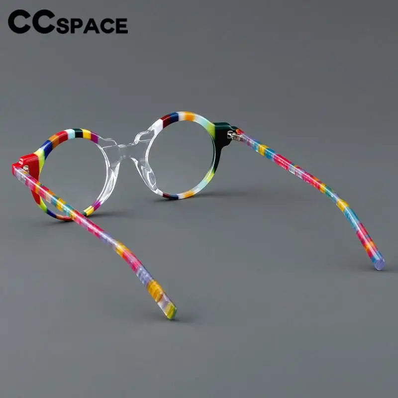 CCSpace Unisex Full Rim Round Acetate Eyeglasses 57279 Full Rim CCspace   