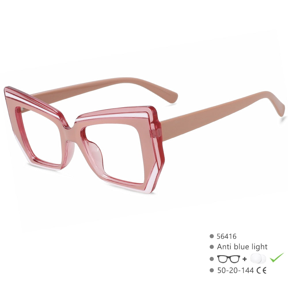 CCspace Women's Full Rim Square Tr 90 Eyeglasses 56416 Full Rim CCspace Pink  