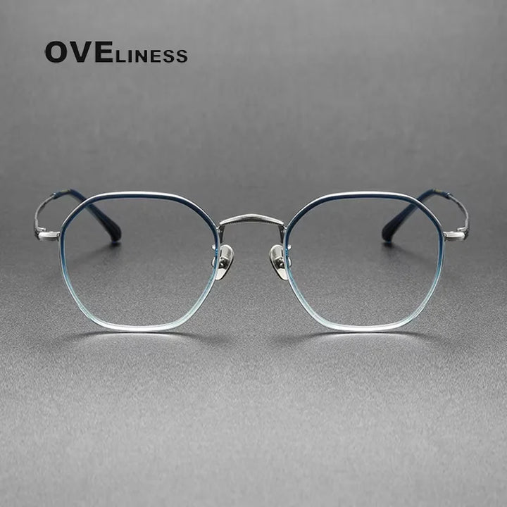 Oveliness Unisex Full Rim Polygon Acetate Titanium Eyeglasses 8502 Full Rim Oveliness   