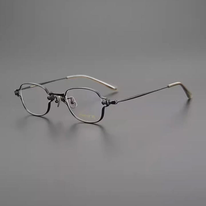 Gatenac Unisex Full Rim Small Square Titanium Eyeglasses Gxyj1216 Full Rim Gatenac Black  