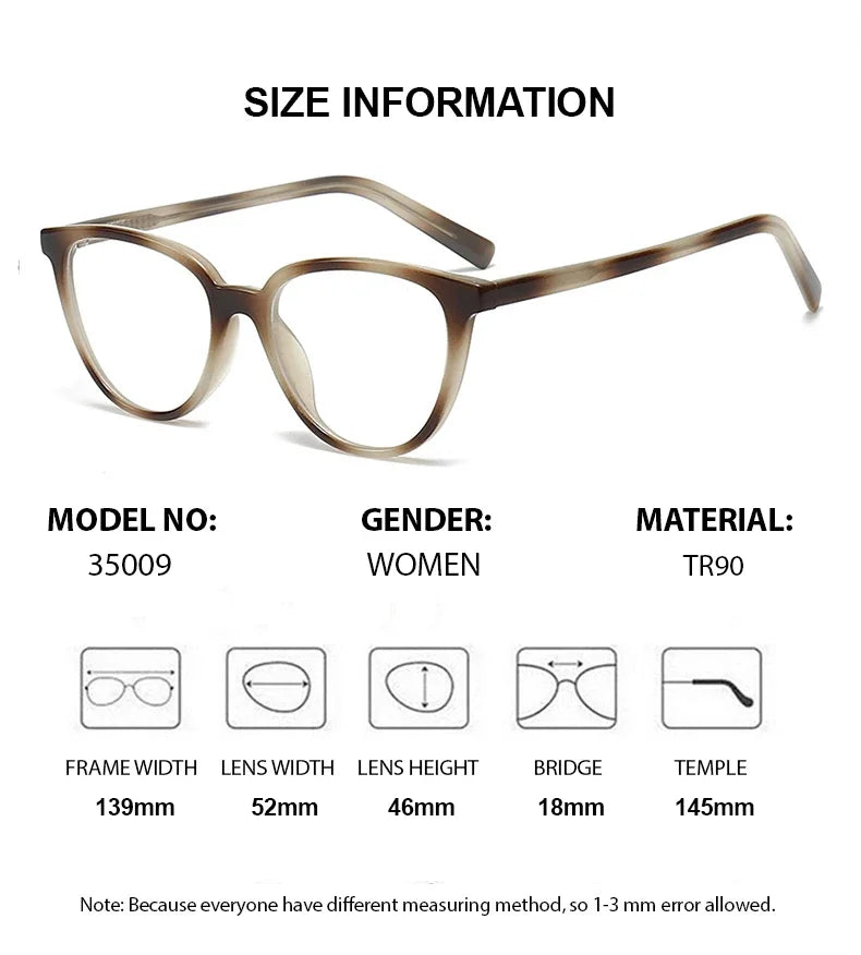 Summer Flower Women's Full Rim Cat Eye Tr 90 Titanium Eyeglasses 35009