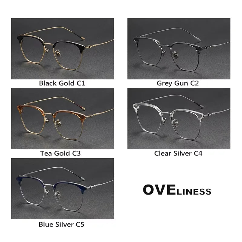 Oveliness Unisex Full Rim Square Titanium Acetate Eyeglasses 80898 Full Rim Oveliness   