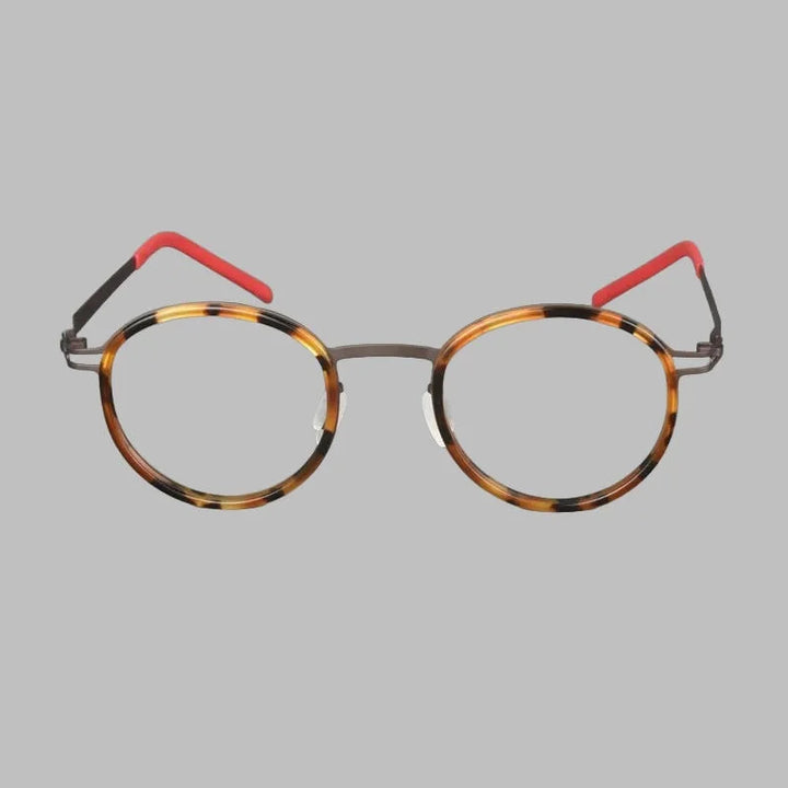 Bobbie Unisex Full Rim Round Titanium Acetate Eyeglasses 494620