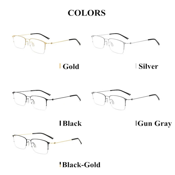 Black Mask Unisex Semi Rim Rectangle Titanium Eyeglasses 8203 Semi Rim Black Mask   