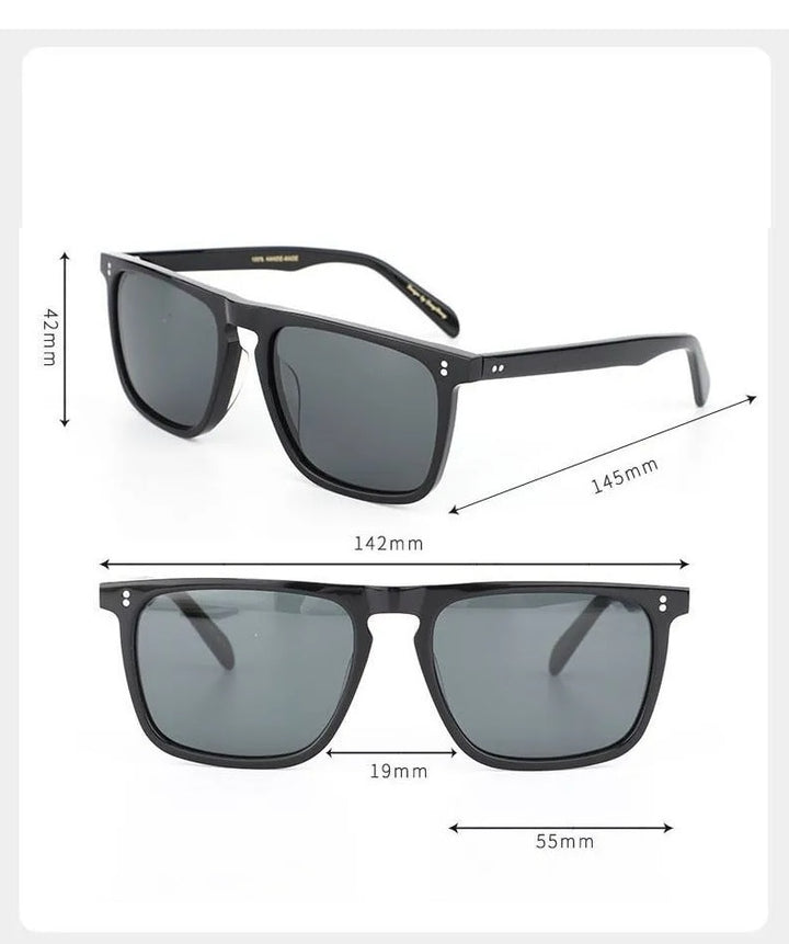 Cubojue Men's Full Rim Square Acetate Polarized Sunglasses 1008 Sunglasses Cubojue   