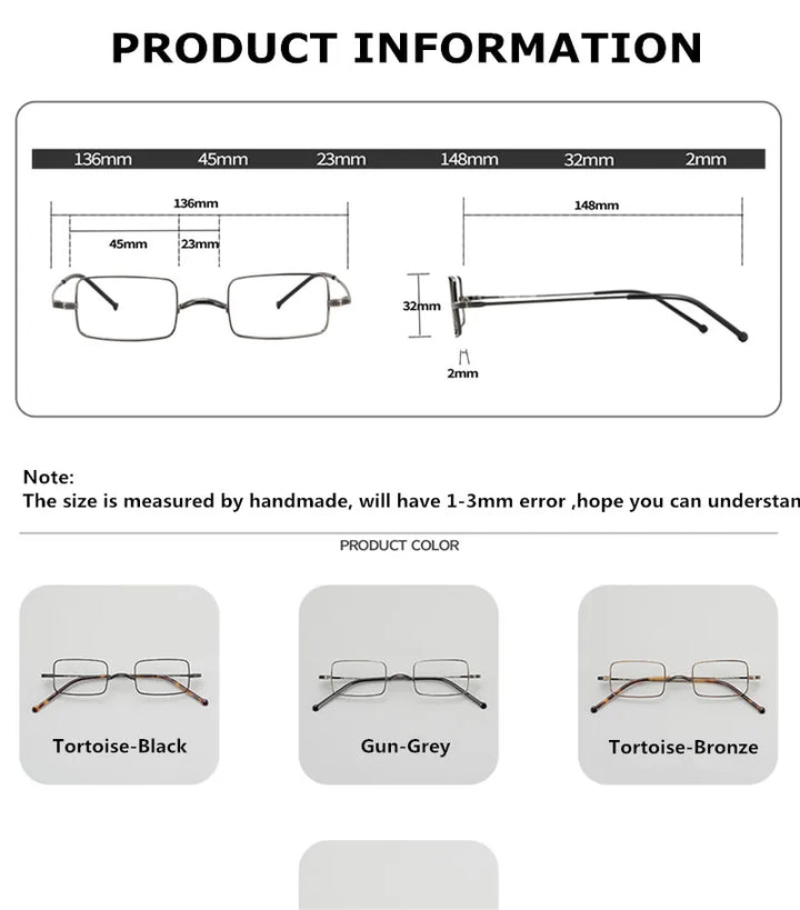 Aimee Unisex Full Rim Small Square Titanium Eyeglasses 88083 Full Rim Aimee   