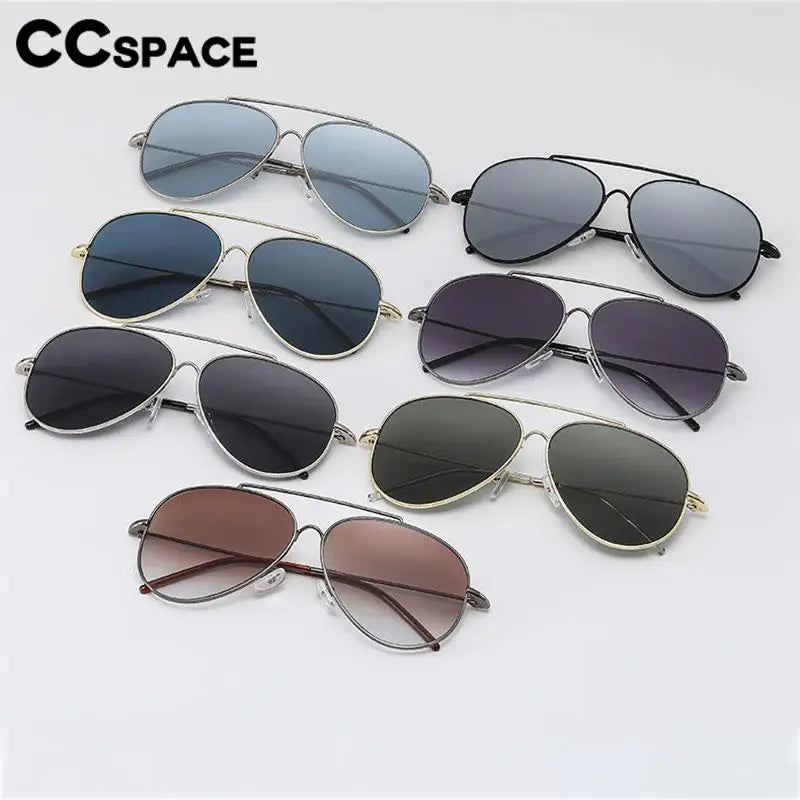 CCSpace Women's Full Rim Oval Double Bridge Alloy Sunglasses 57166 Sunglasses CCspace   