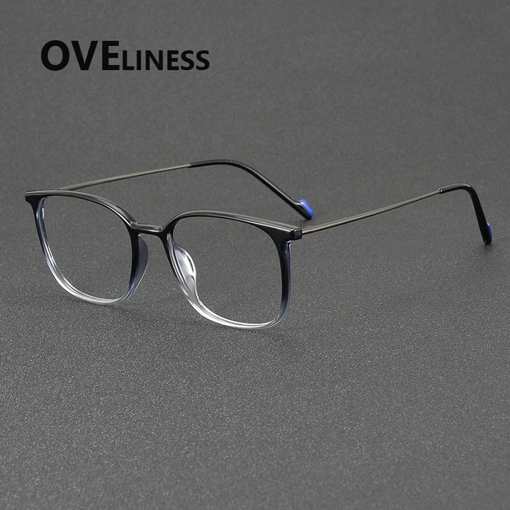 Oveliness Unisex Full Rim Square Titanium Eyeglasses 92345 Full Rim Oveliness gradient blue gun