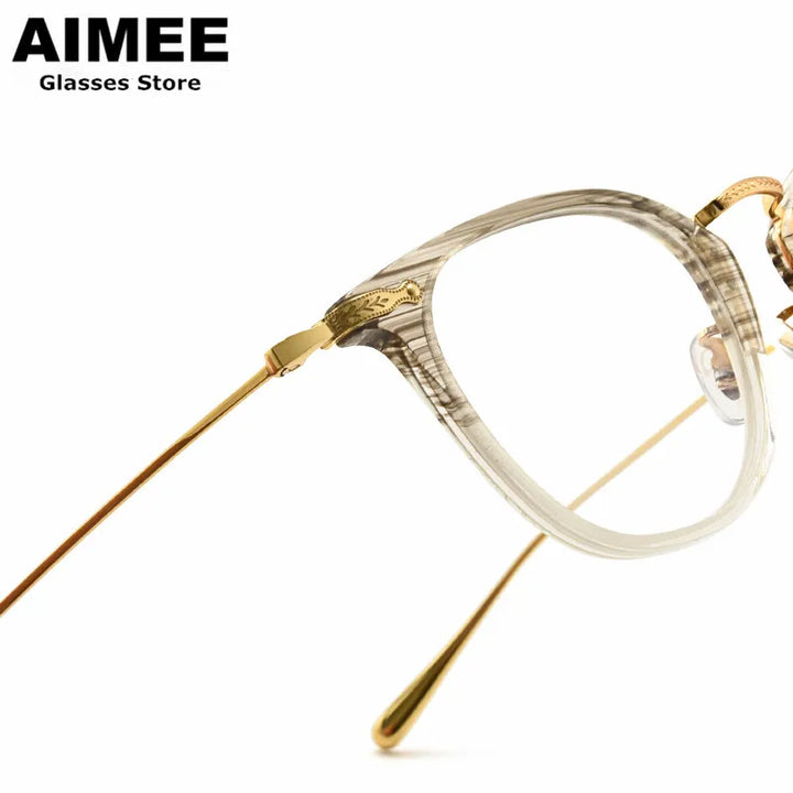 Aimee Unisex Full Rim Square Titanium Acetate Eyeglasses 5037 Full Rim Aimee   