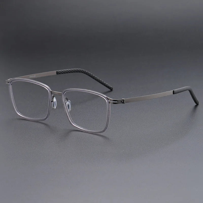 Momoja Men's Full Rim Big Square Titanium Acetate Eyeglasses 698009